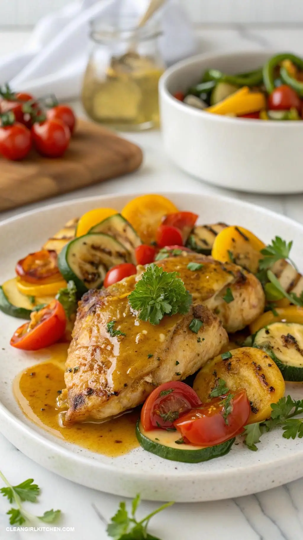 🍗🥒 Lemon Garlic Chicken with Grilled Vegetables