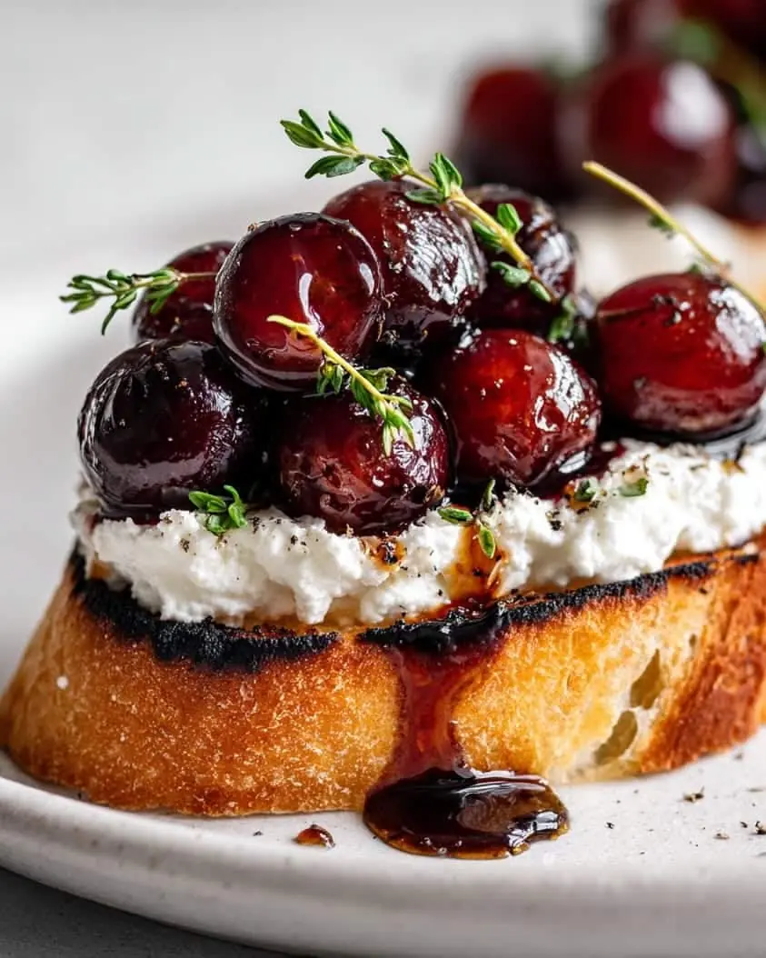 🍞🍒 Cherry Ricotta Toast with Balsamic Glaze