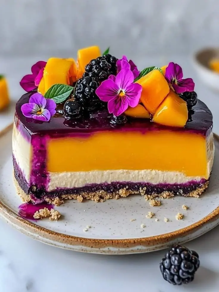 🥭🍰 Mango Cheesecake with Berry Glaze