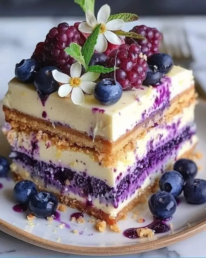 🫐🍰 Blueberry Cream Layer Cake