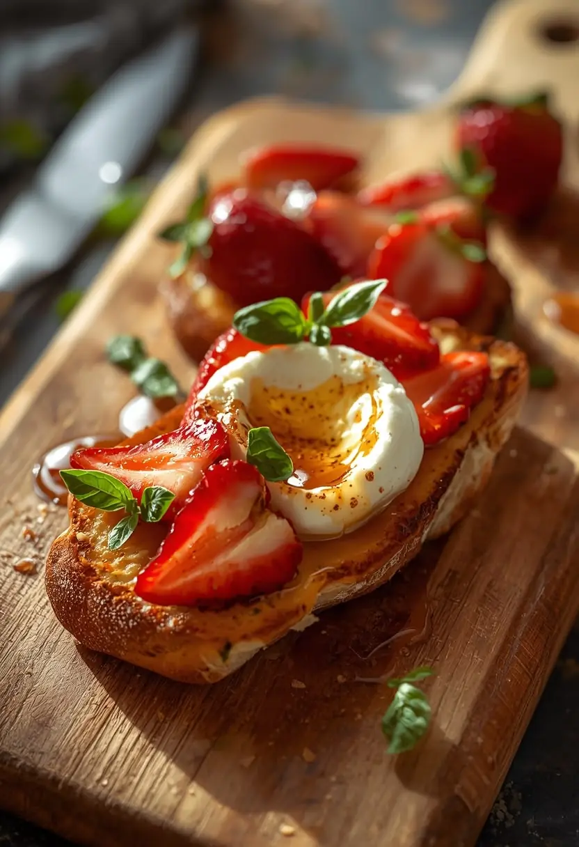 🍓 Honey Strawberry Burrata Toast