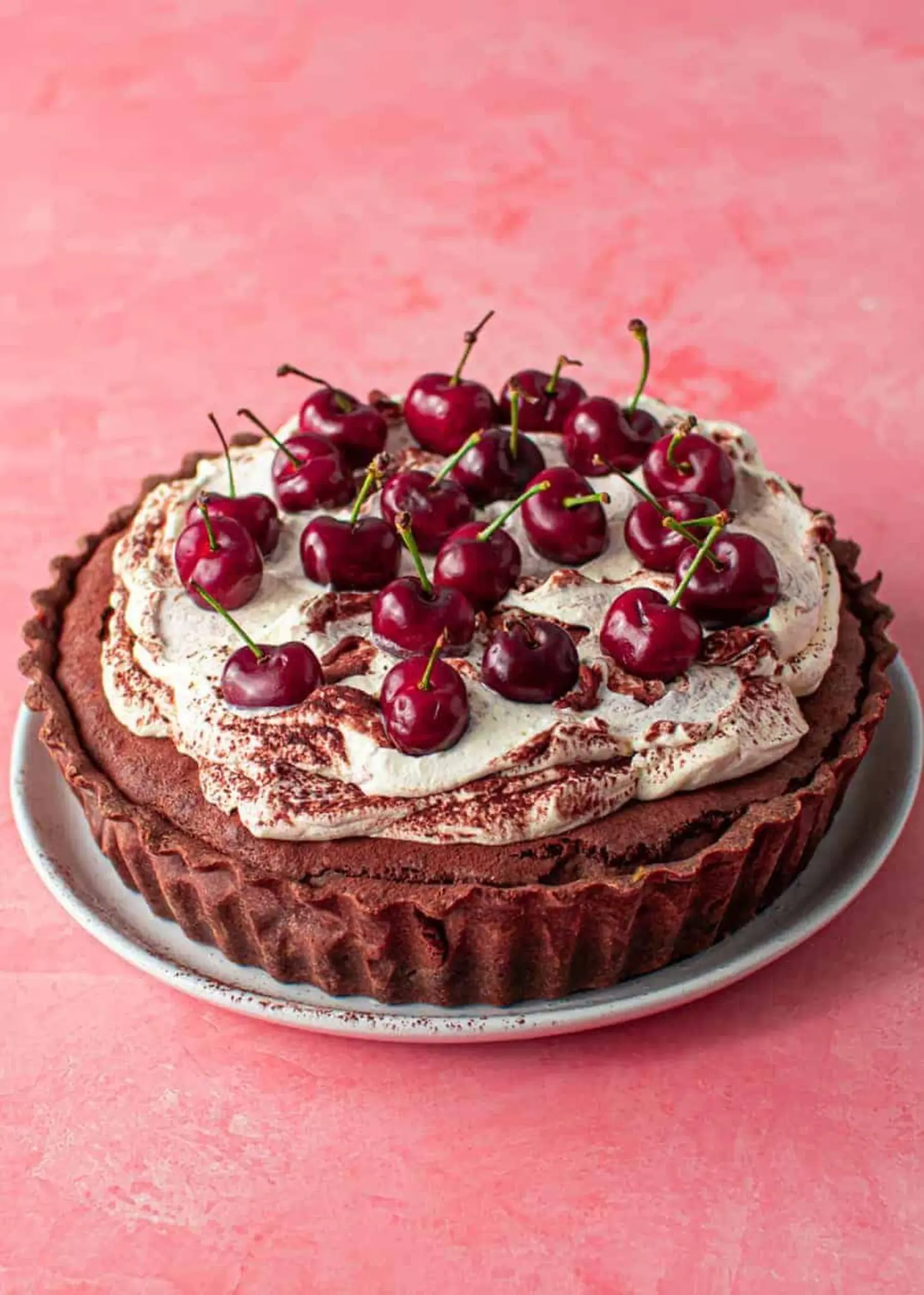 🍒 Chocolate Cherry Tart with Whipped Cream