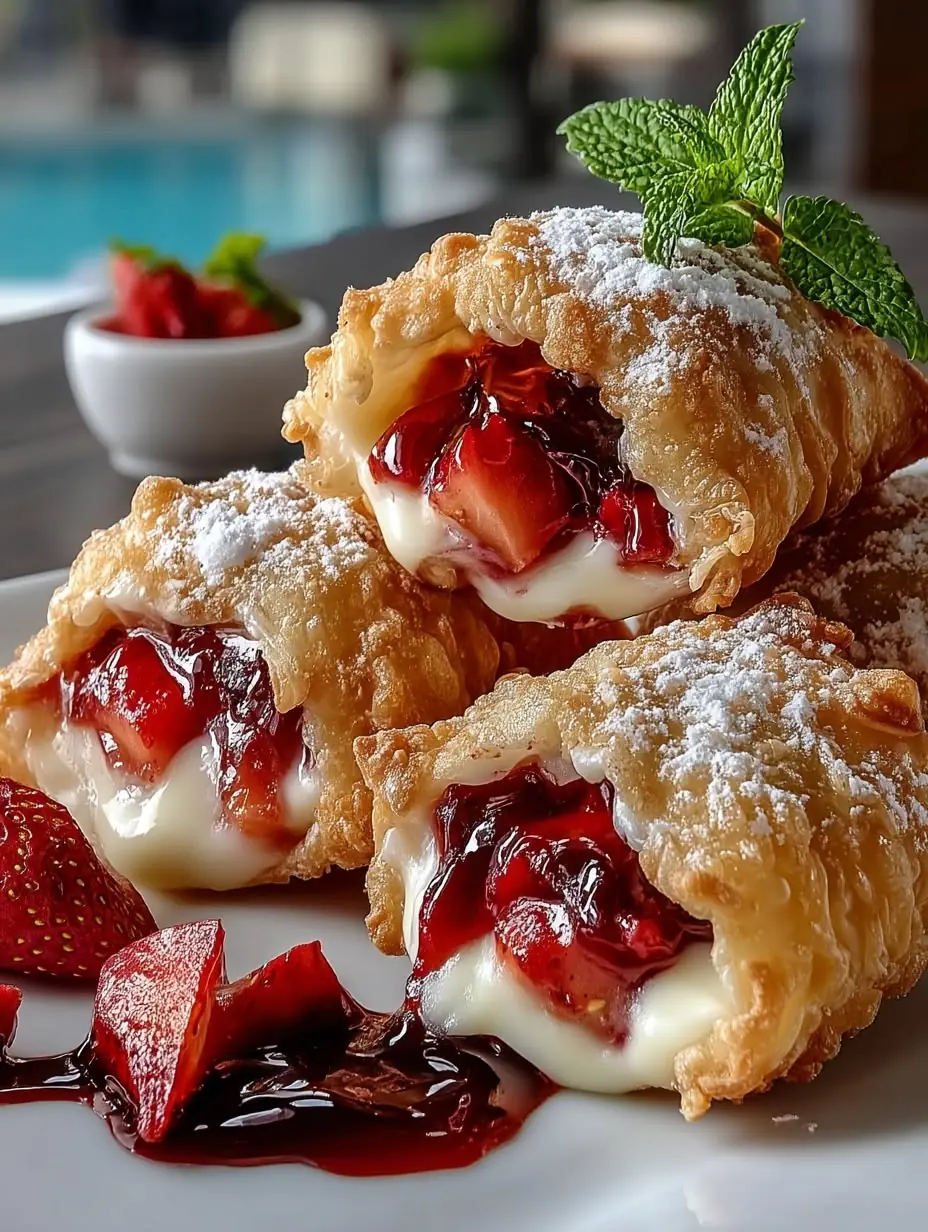 🍓🥟 Strawberry Cream Cheese Fried Pastries