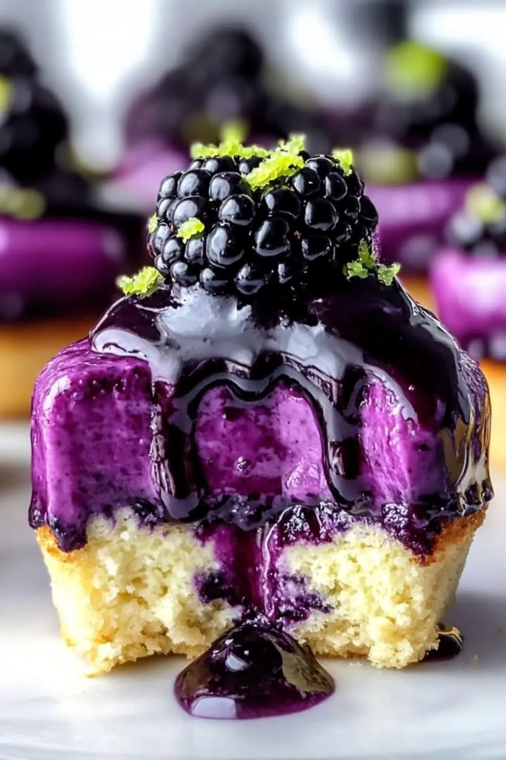 🫐🍰 Blackberry Mini Cheesecake Cupcakes (Ultra Creamy + Glossy Sauce)