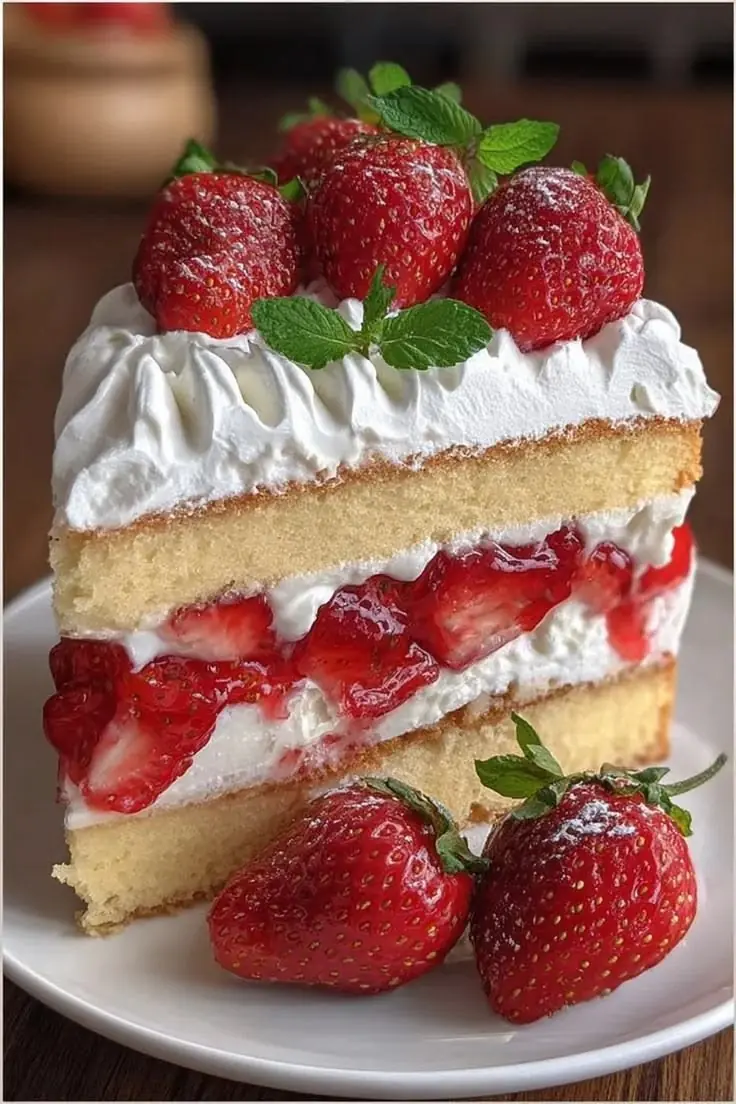 🍓 Strawberry Cream Layer Cake (Soft • Juicy • Bakery-Level)