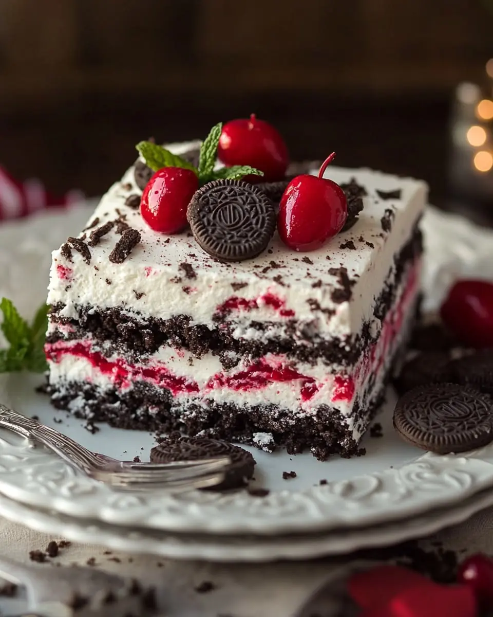 🍒 Oreo Cherry Cream Cake (No-Bake, Ultra Easy)