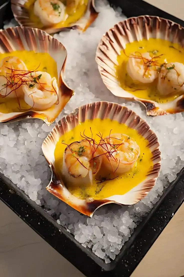 🐚✨ Seared Scallops with Saffron Butter (Fine Dining Style)