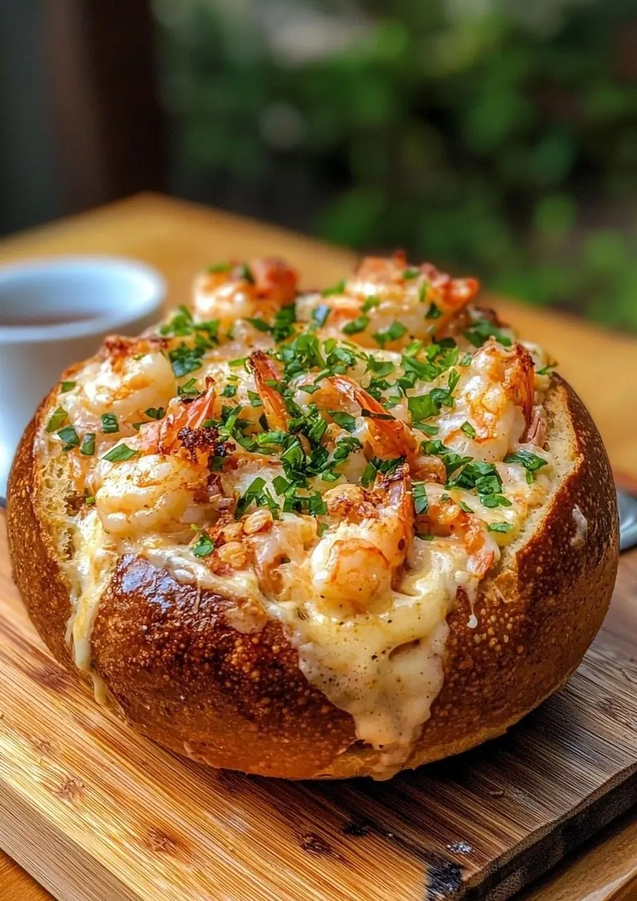 🥖🦐 Creamy Seafood Bread Bowl (Shrimp & Scallop Chowder)