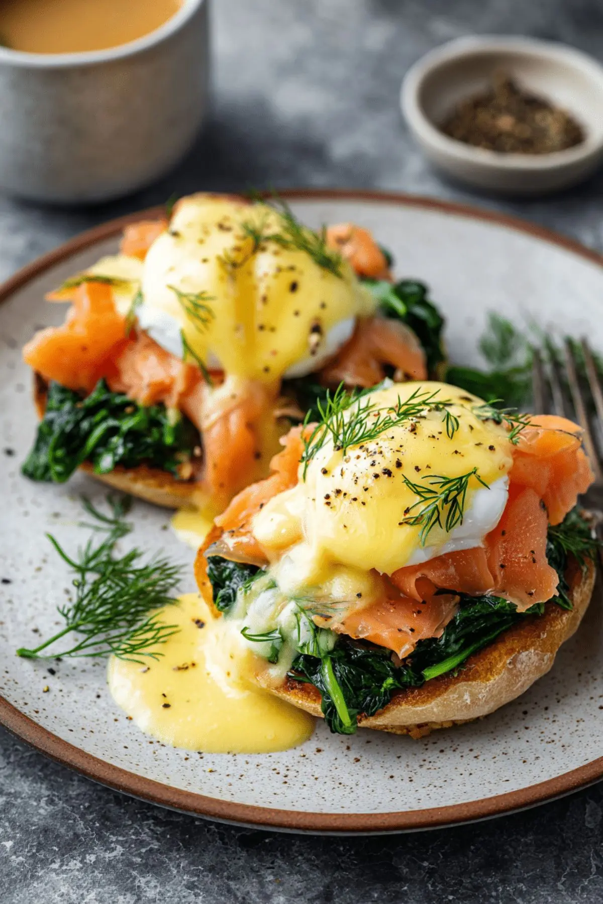 🍳🥑 Smoked Salmon Eggs Benedict with Spinach & Hollandaise