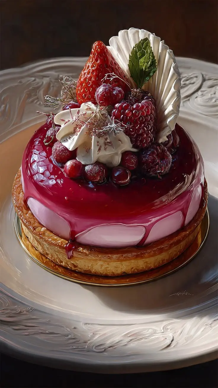 🍓✨ Berry Glazed Mousse Tart (Luxury Style)