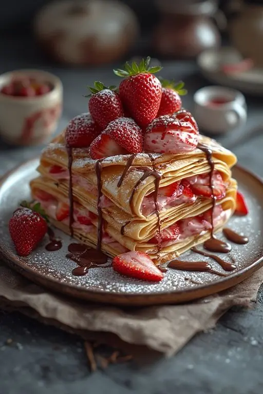 🍓✨ Strawberry Crepe Cake (Layered Dessert Goals)