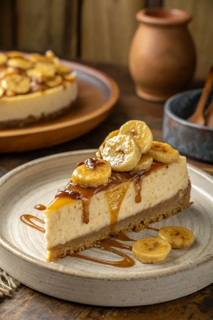 🍌🍰 Banana Caramel Cheesecake (Cozy Dessert Vibes)