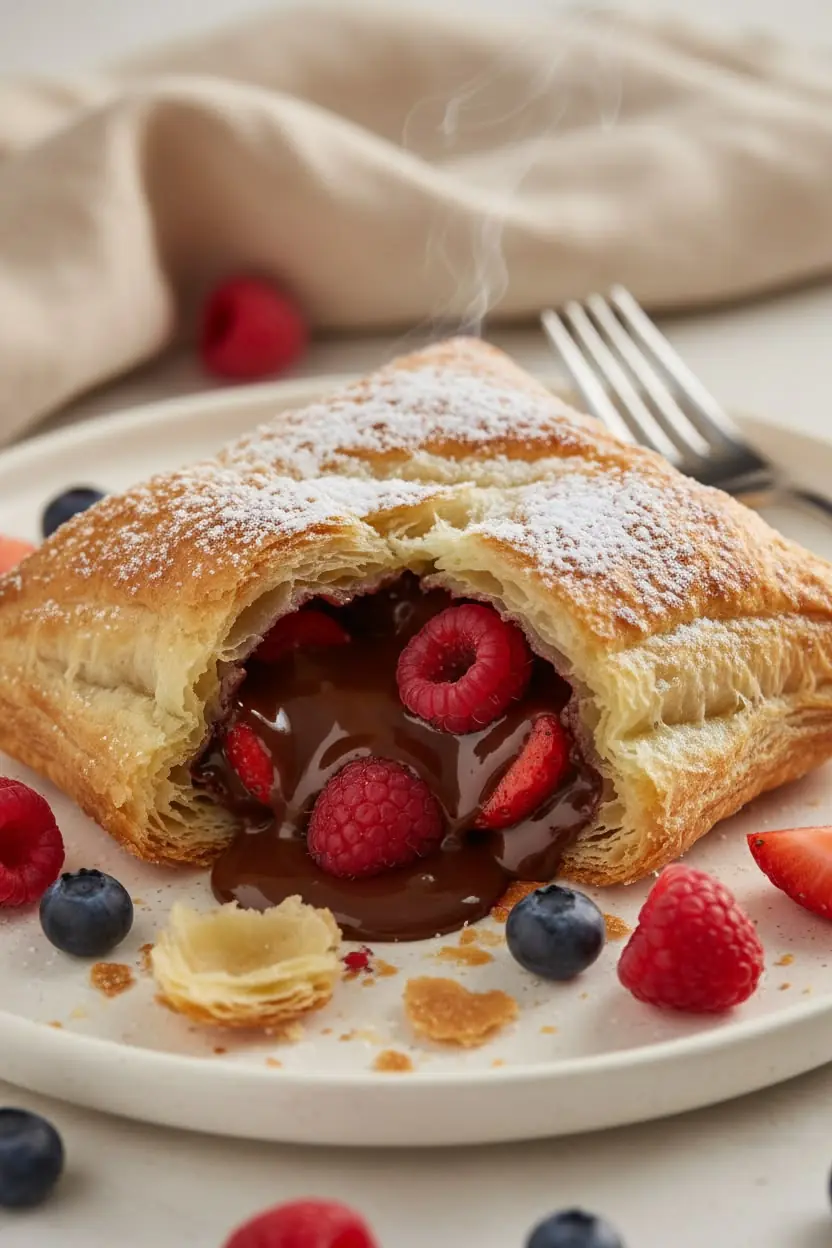 🍓🔥 Chocolate Berry Lava Puff (aka flaky heaven)