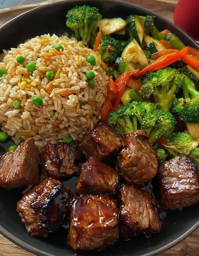 🍖🔥 Teriyaki Beef Bowl with Veggie Fried Rice
