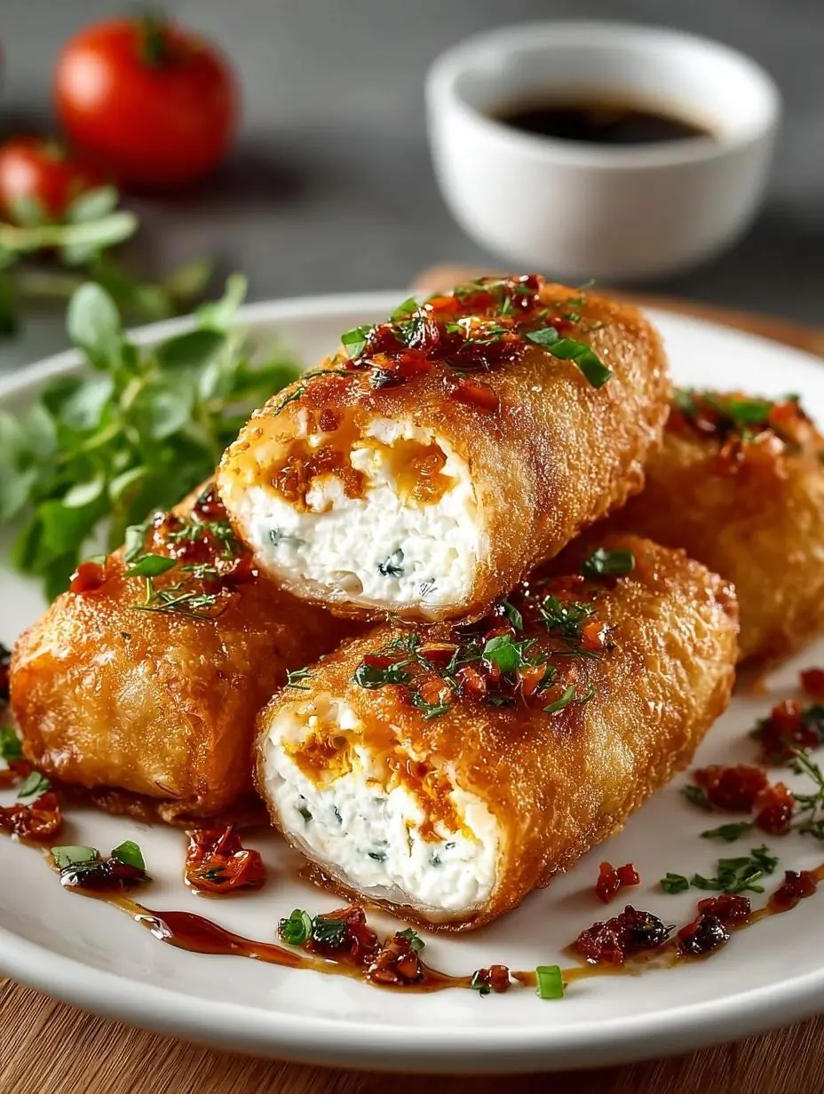 🧀🔥 CRISPY CHEESE-STUFFED SPRING ROLLS (WITH SWEET CHILI GARLIC SAUCE)