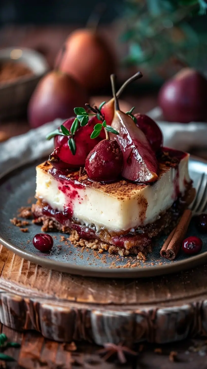 🍐✨ Spiced Pear & Berry Cheesecake Bar (Cozy Dessert Vibes)
