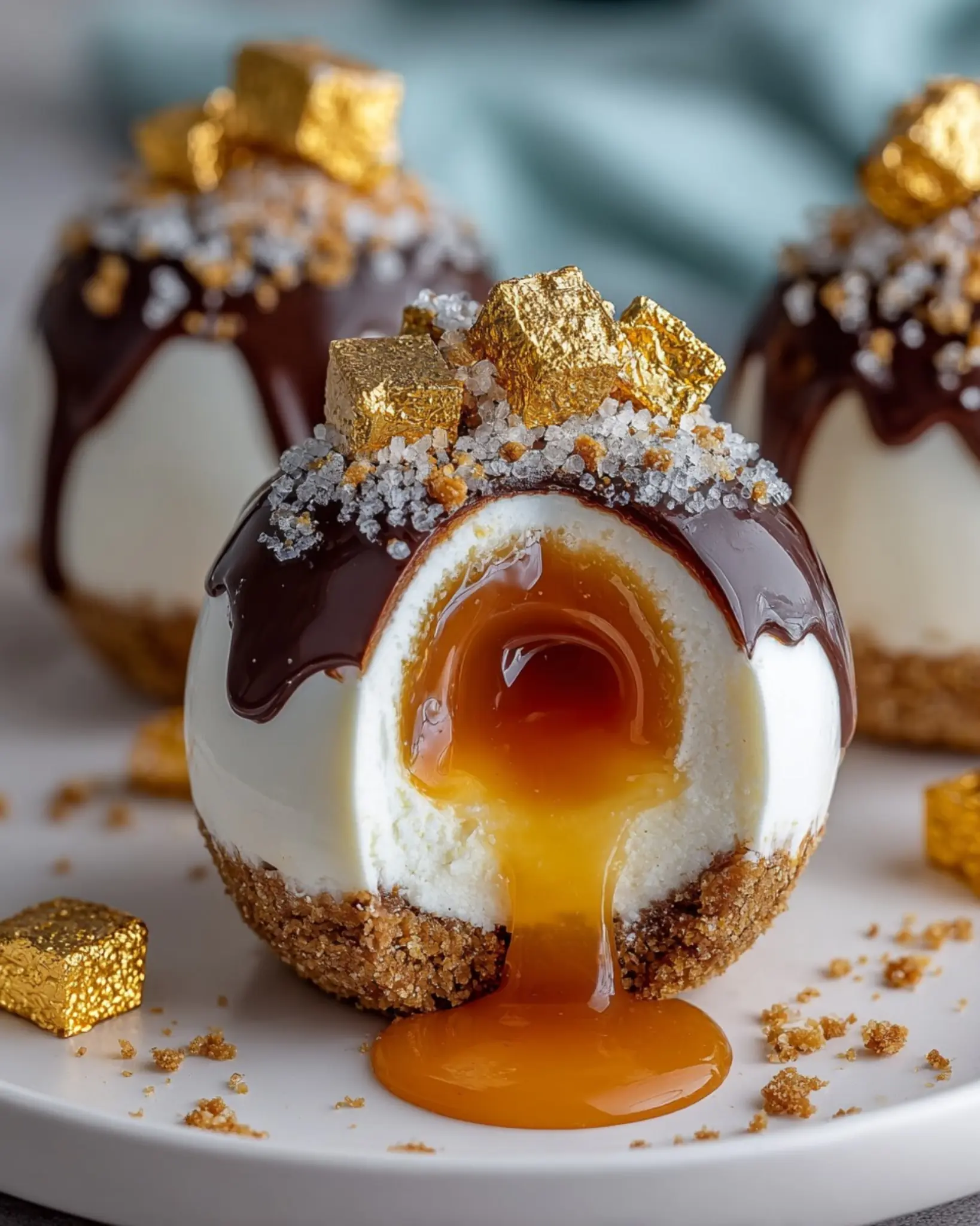 🍮✨ CHOCOLATE-COVERED CHEESECAKE BALLS WITH CARAMEL CENTER
