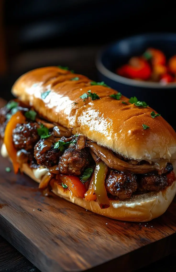 🥖🔥 STEAK & PEPPER CHEESE SANDWICH