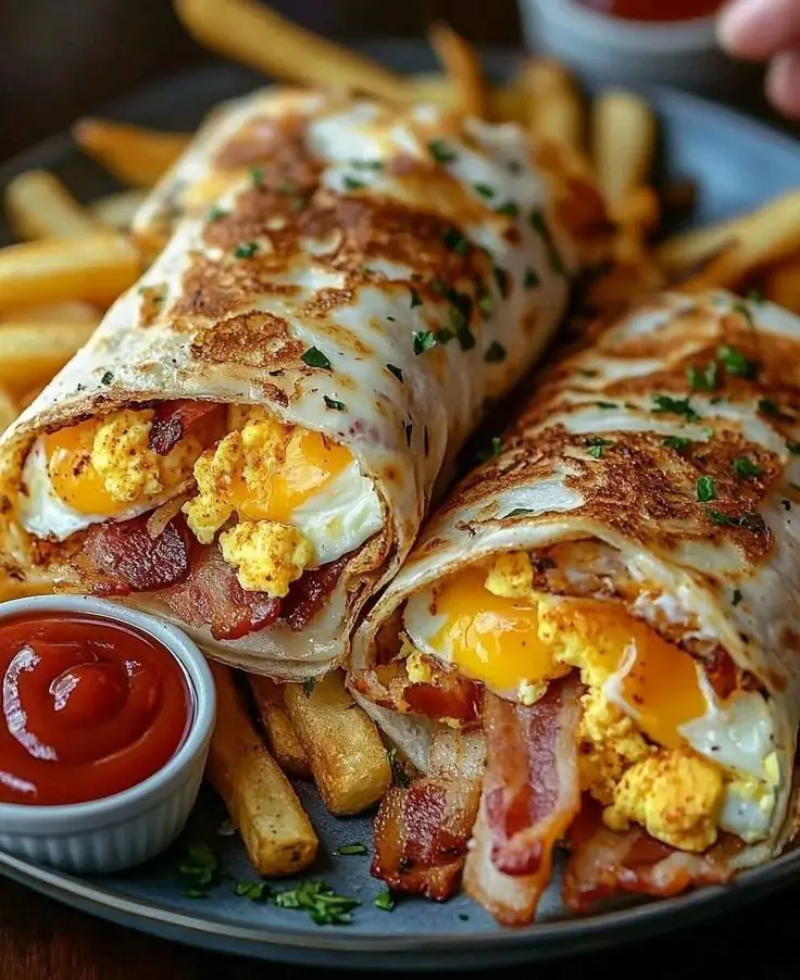 🌯🍳 BREAKFAST BURRITO WITH BACON, EGGS & CHEESE