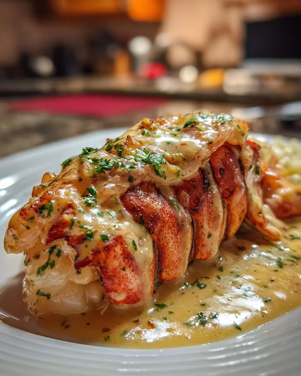 🦞🔥 BUTTER-POACHED LOBSTER TAIL WITH GARLIC CREAM SAUCE