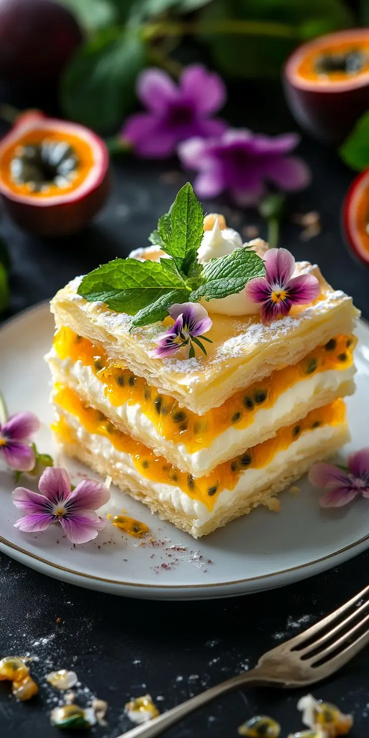 🥭✨ PASSION FRUIT CREAM MILLE-FEUILLE