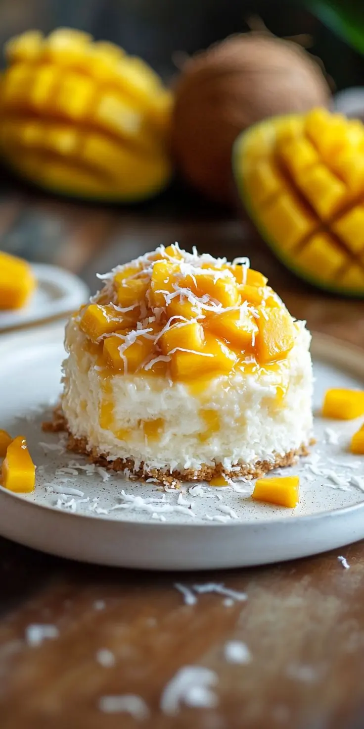 🥭🥥 MANGO COCONUT CHEESECAKE (NO-BAKE STYLE)