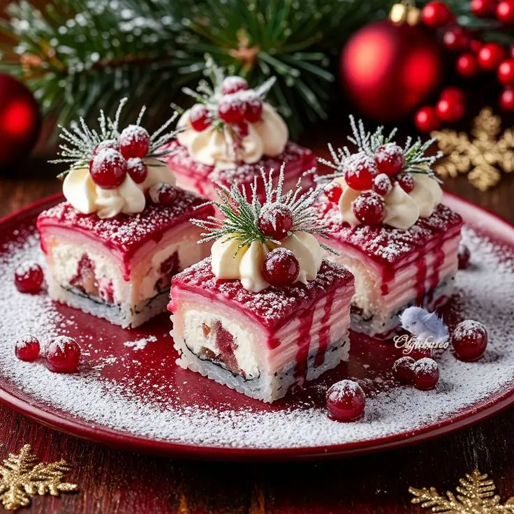 Christmas Cranberry Cream Dessert Squares