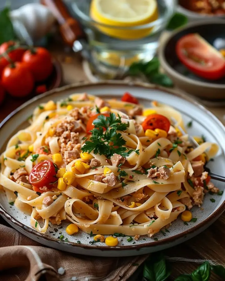 Creamy Tuna Pasta with Corn