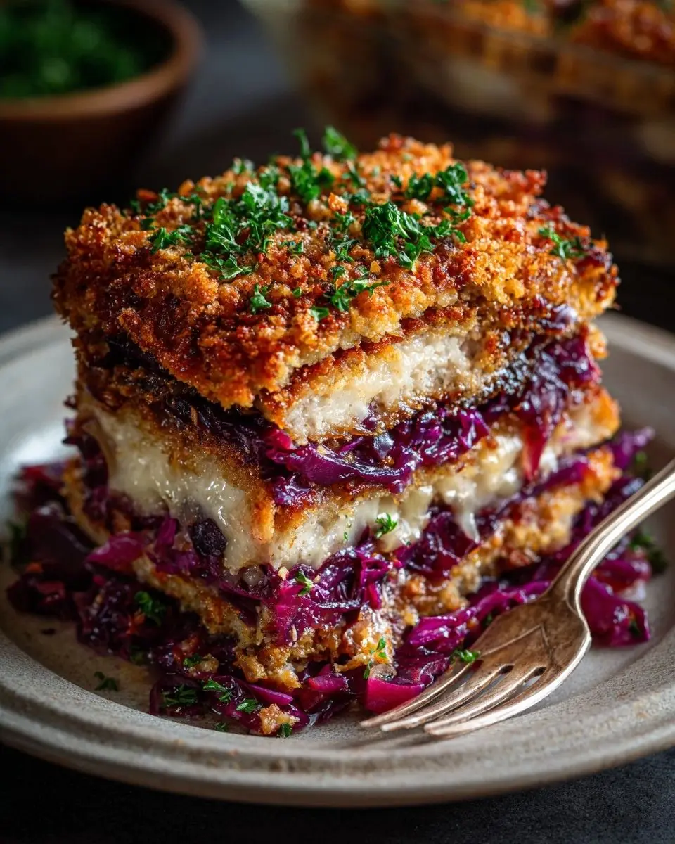 Crispy Layered Chicken & Red Cabbage Bake