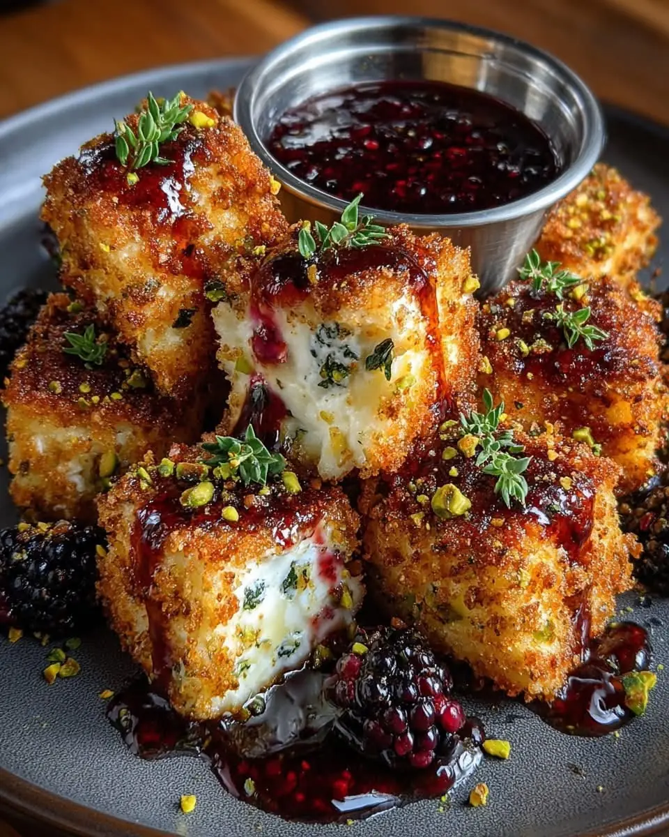 Crispy Fried Cheese Bites with Berry Sauce (Golden, Gooey & Addictive)