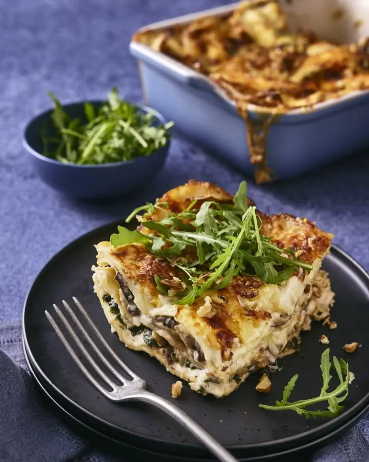Creamy Mushroom Spinach Lasagna
