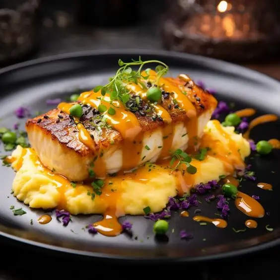 Pan-Seared Salmon with Creamy Mashed Potatoes & Citrus Butter Sauce