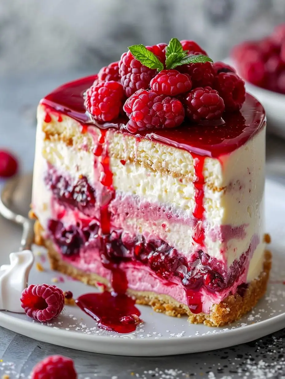 🍓 Raspberry Cream Layer Cake with Jelly Glaze