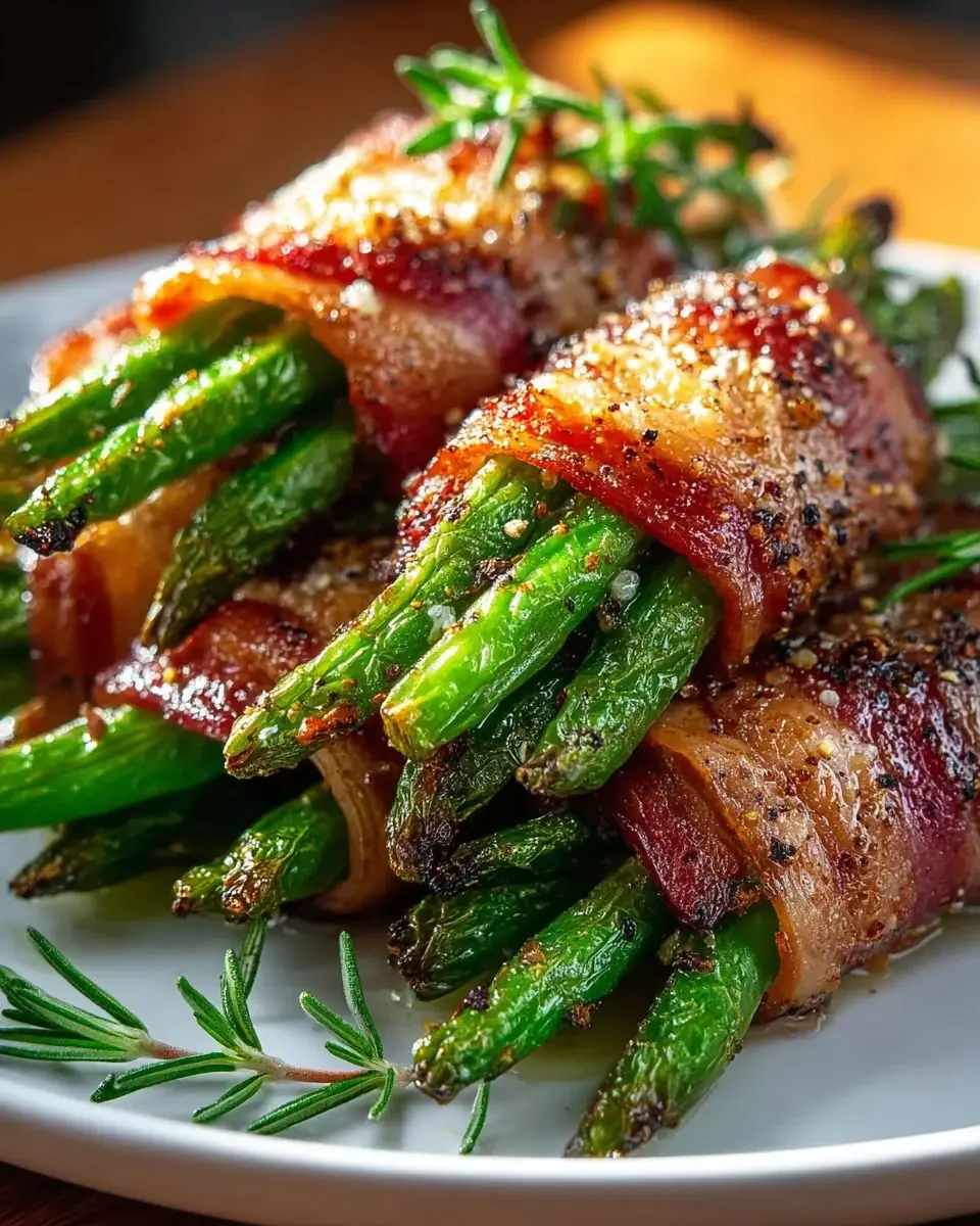 🥓 Bacon-Wrapped Asparagus Bundles with Garlic Butter & Parmesan