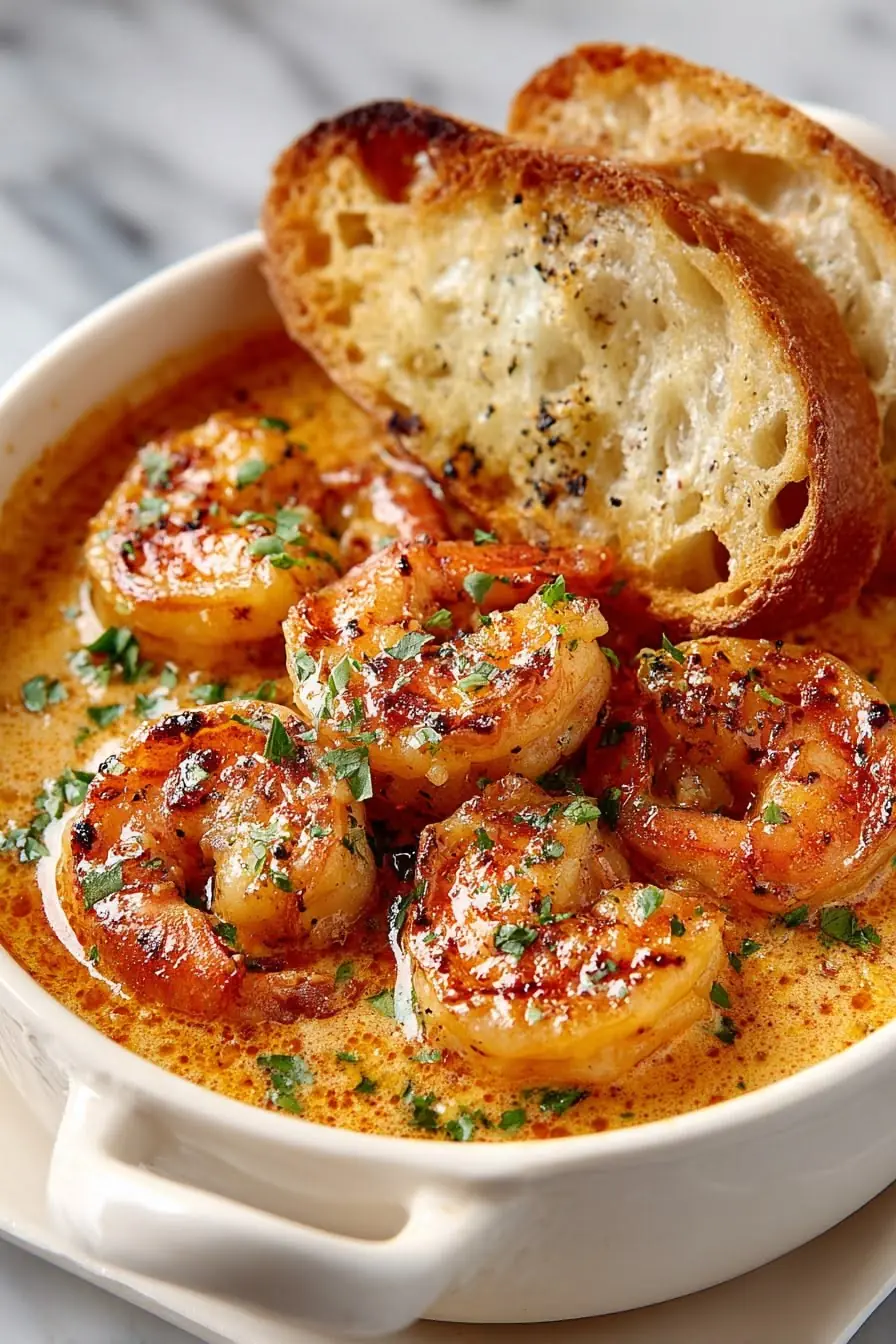 🍤 Creamy Cajun Garlic Shrimp with Toasted Bread