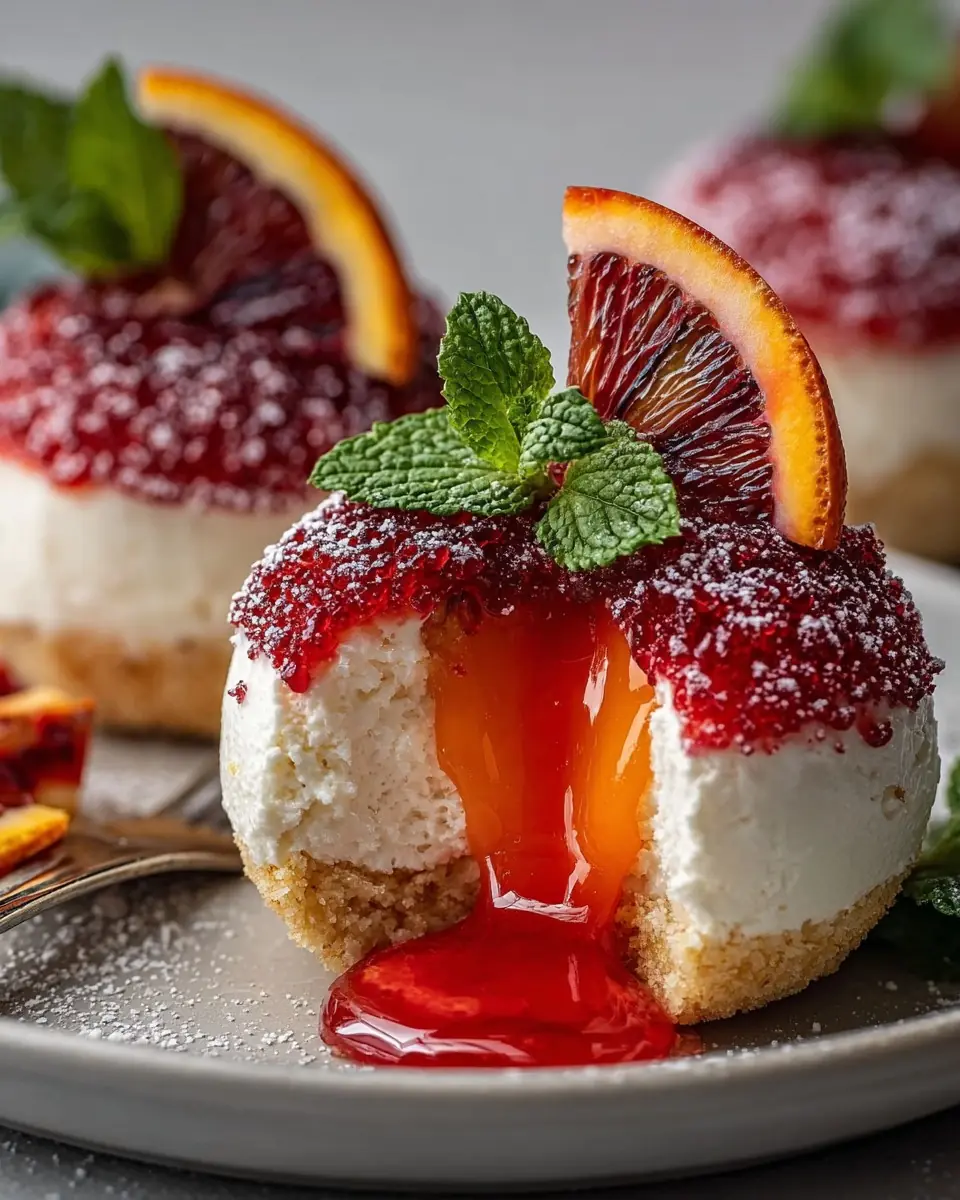 🍊 Blood Orange Lava Cheesecake (Mini Molten Citrus Cheesecake)