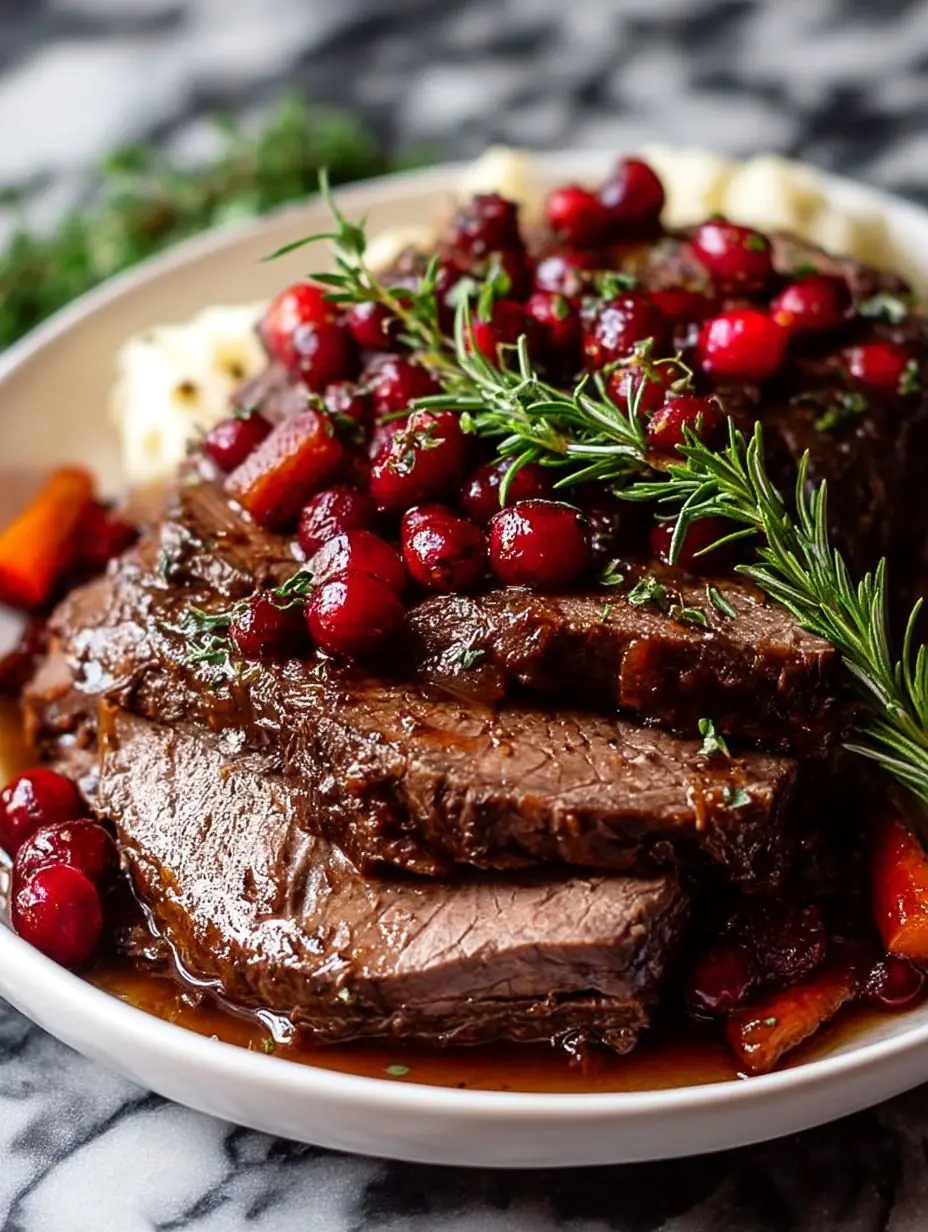 🥩 Braised Beef with Cranberry Rosemary Sauce
