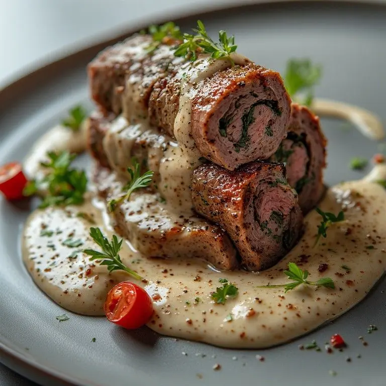 🥩 Creamy Herb-Stuffed Beef Rolls