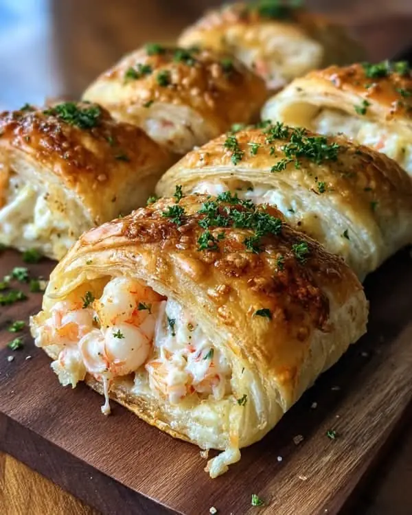 🦐🧀 Cheesy Shrimp Puff Pastry Rolls