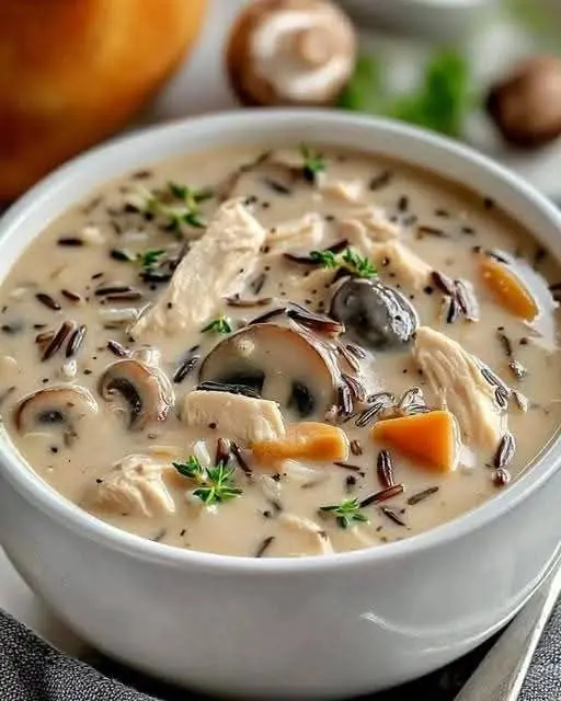 🍲 Creamy Chicken & Wild Rice Mushroom Soup