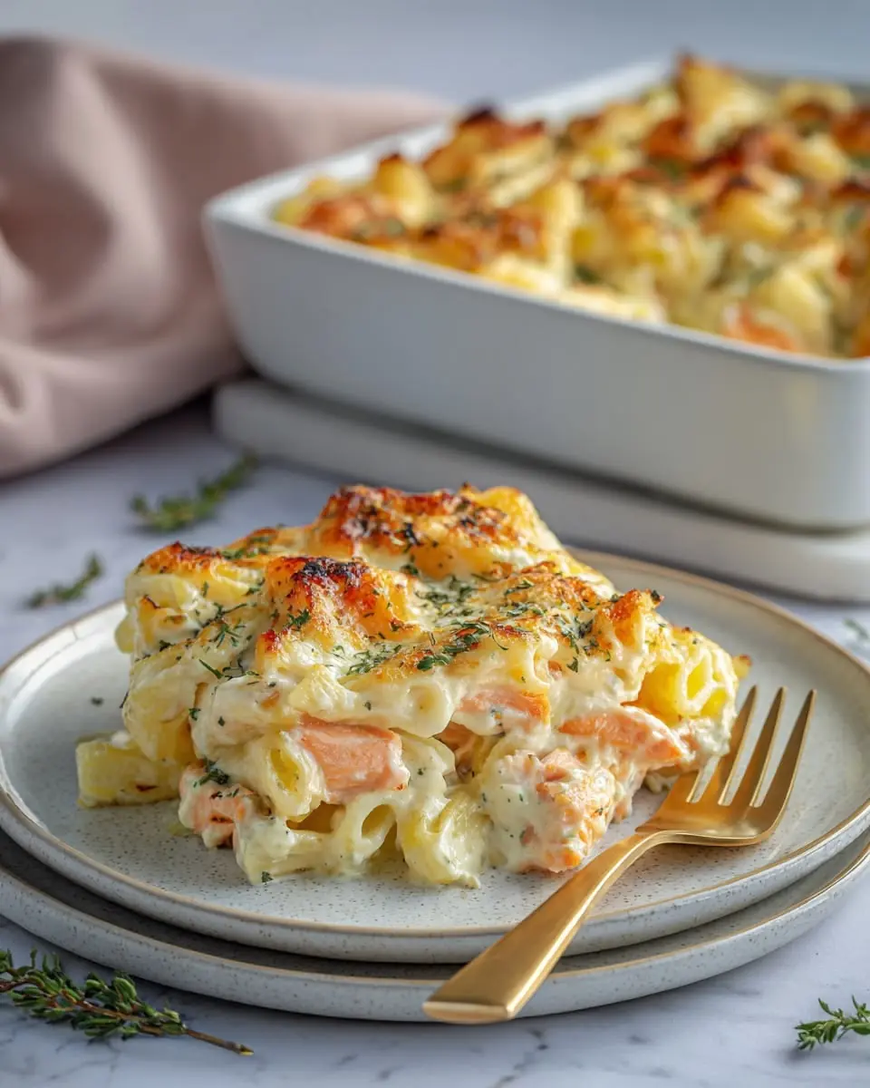 🧀 Creamy Baked Salmon Pasta Casserole