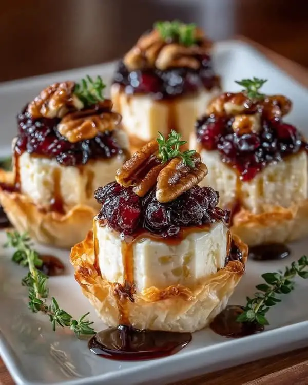 🧀 Crispy Baked Brie Bites with Cranberries & Pecans