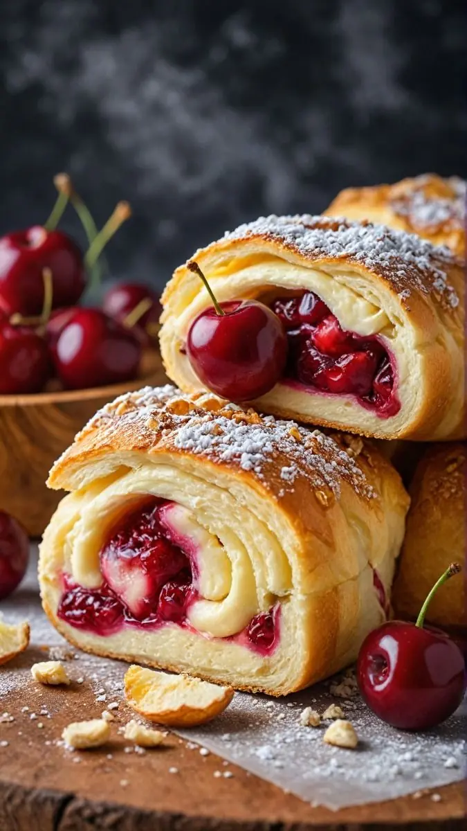 🍒 Cherry Cream Cheese Pastry Rolls