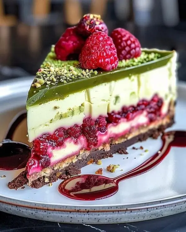 🍵 Matcha Raspberry Cheesecake