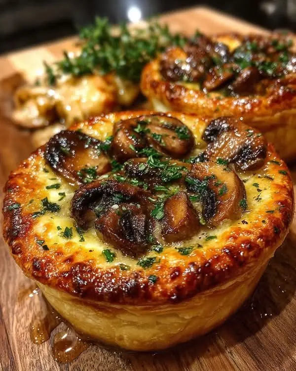 🍄 Cheesy Mushroom Puff Pastry Cups