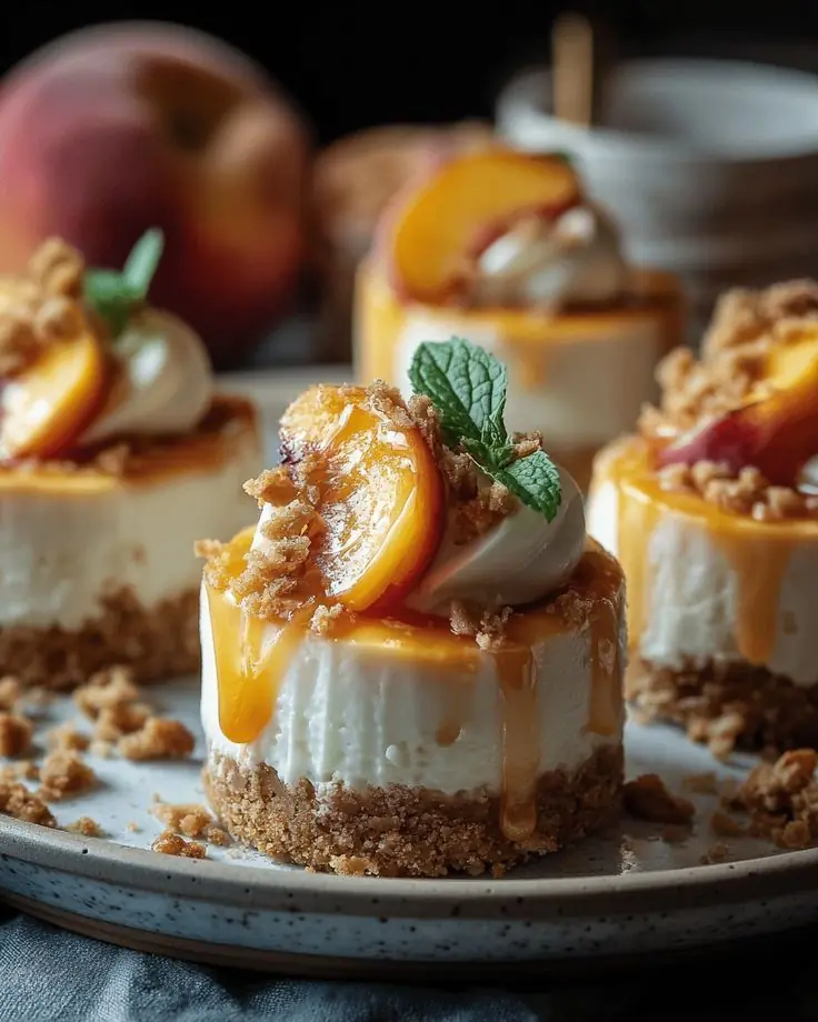 🍑 These Mini Peach Cheesecakes Look Criminally Good
