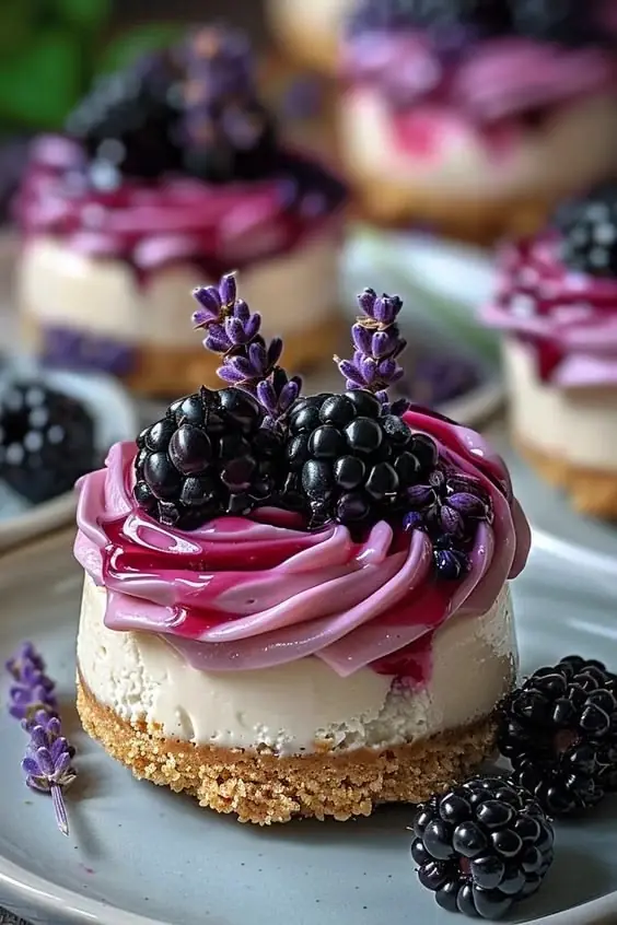 Blackberry Lavender Mini Cheesecakes