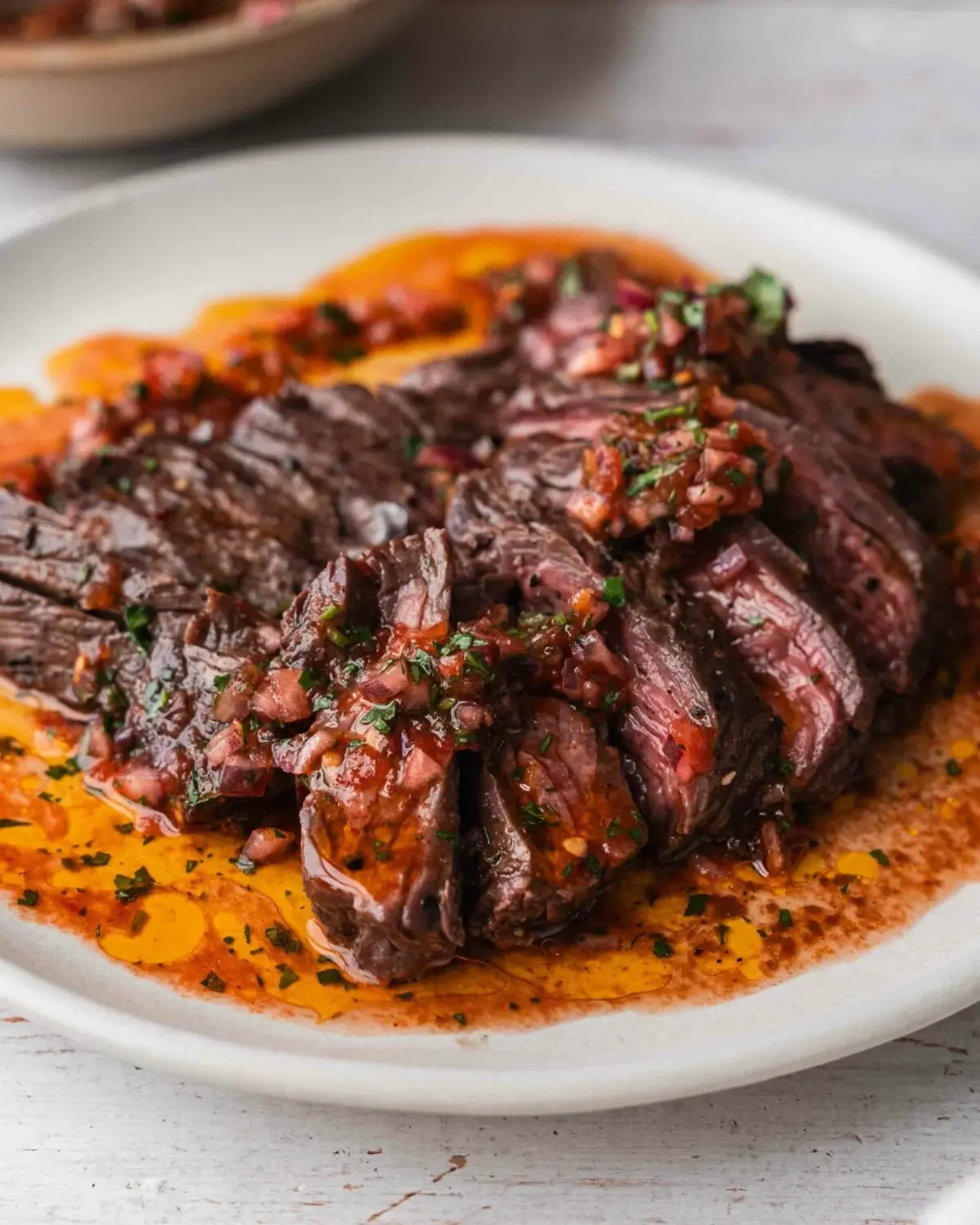 Chimichurri Steak with Roasted Garlic Butter Sauce