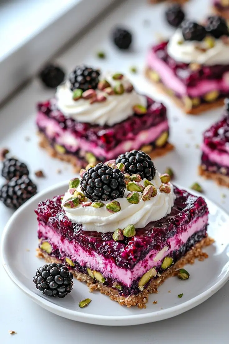 Blackberry Pistachio Dessert Bars