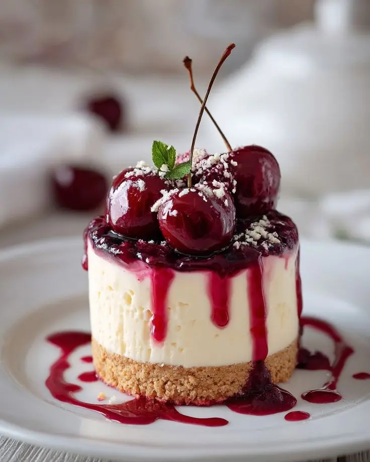 🍒✨ Decadent Mini Cherry Cheesecake